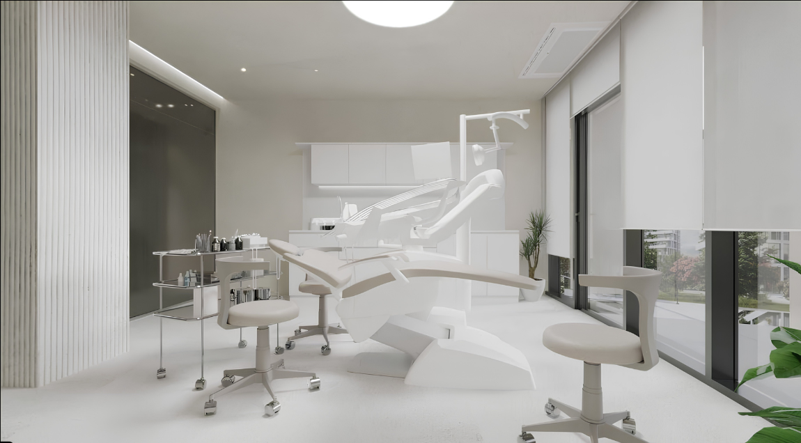 Interno moderno della clinica Ekdent a Tirana